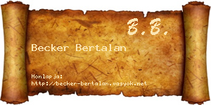 Becker Bertalan névjegykártya